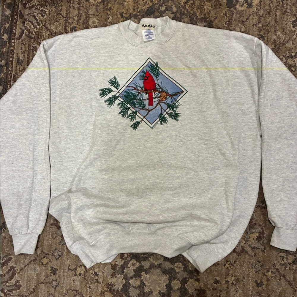 Gray Cardinal Embroidered Men's Sweater